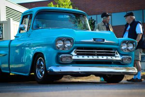 Customized light blue 1950s Chevy Pickup