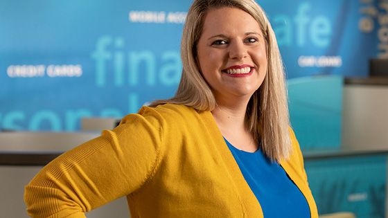 Close up of a woman who is a TFCU employee.